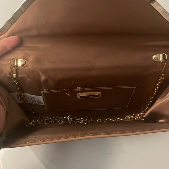 Aldo Tan and Gold Envelope Clutch with Chain